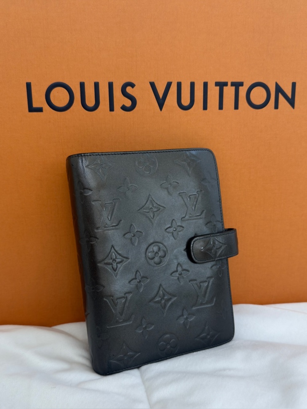 Louis Vuitton Monogram Vernis Agenda MM - Noir Magnetique Authentic